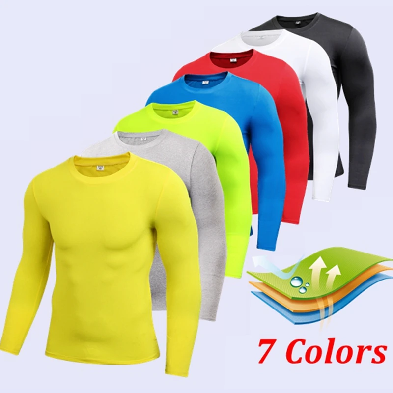 Camiseta de compresión para hombre, ropa deportiva de manga larga, cómoda, para correr, gimnasio, Fitness