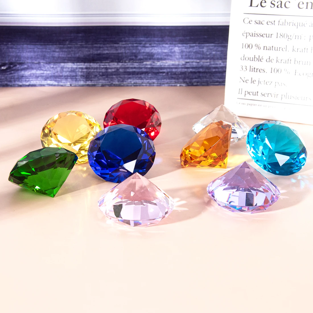 Pisapapeles de cristal brillante de 50MM(2 pulgadas), Gema de cristal de Color, centro de mesa para fiesta, oficina, decoración de boda, favores, regalo