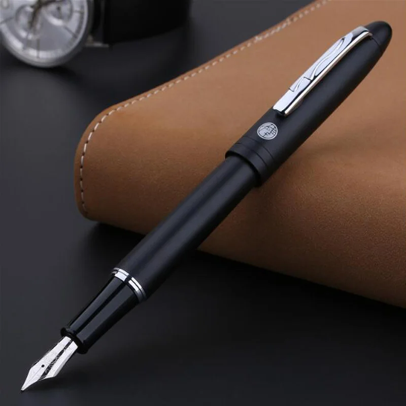 

High Quality Metal Pimio 932 Fountain Pen Inherit Frosted Black Stationery Office School Supplies Ink Pens New