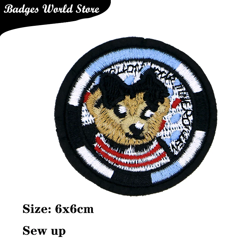 Bear Anchor Dog Star Victory Crown Rectangle Icon Embroidery Applique Patches For Clothing DIY Iron on Badges on the Backpack