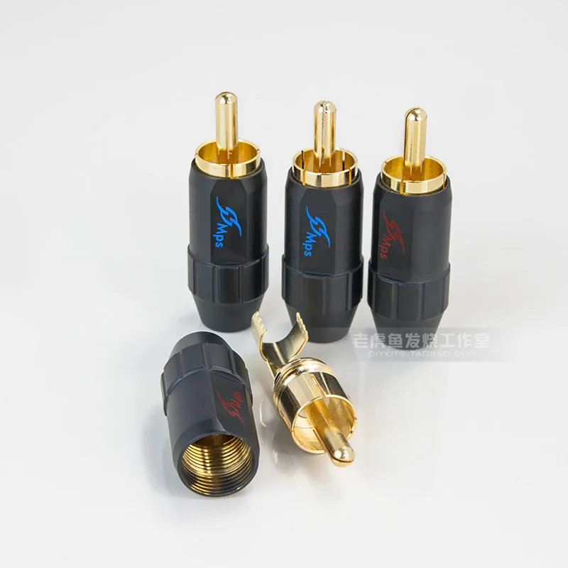 1pcs/1pair/1box(4pcs) RCA plug Fish-4B MPS Taiwan original pure copper gold-plated DIY audio wire diameter 4mm