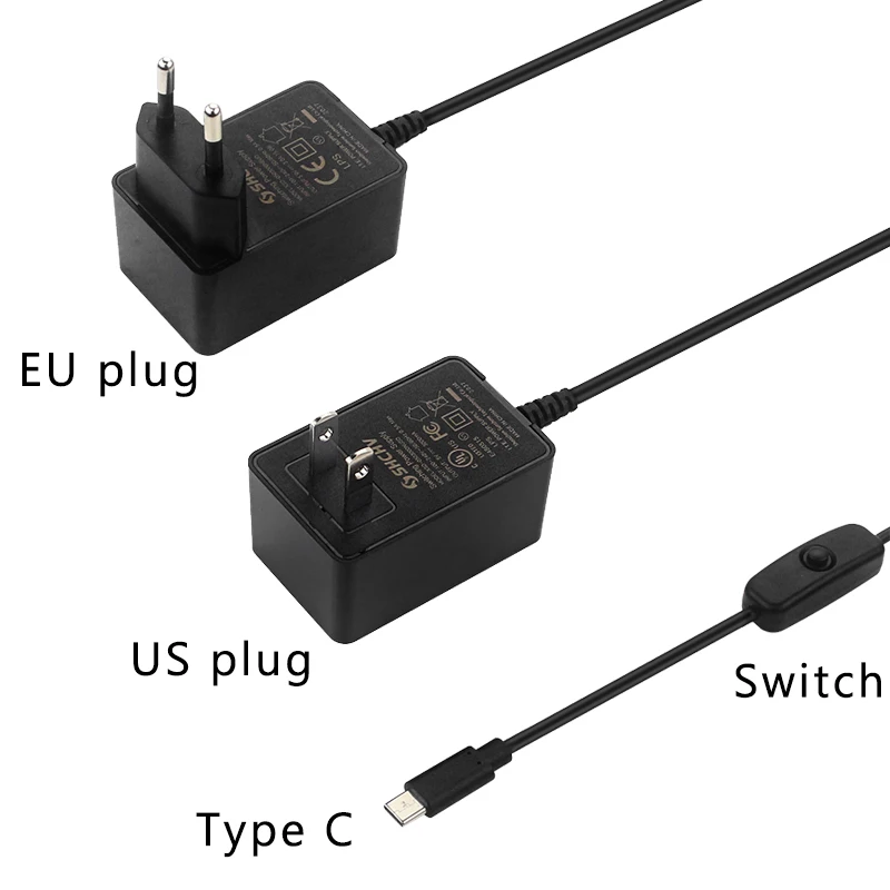 Raspberry Pi 4 Power Supply 5V 3A USB Type C Power Adapter with Switch CE Certification Charger for RPi 4B Orange Pi 3 4 LTS