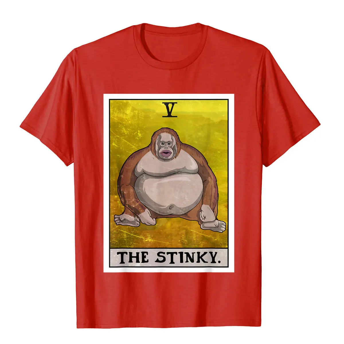 Th Stinky Meme Tarot Card Uh Oh Stinky Monkey T-Shirt Cotton Tops Shirts For Men Customized T Shirts Birthday Prevailing