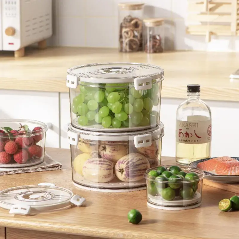 Transparent Fresh-keeping Box With Cover Timing Fruit And Vegetable Storage Convenience Box Bento Box Refrigerator Storage Box