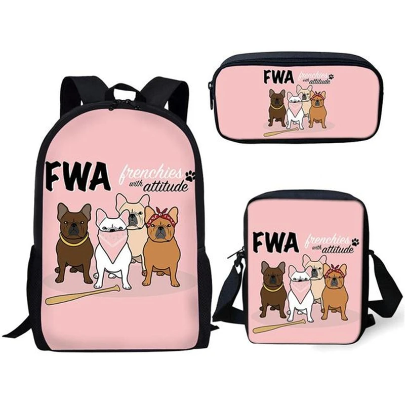 ELVISWORDS Cartoon Hund Druck Schule Taschen Set Für Mädchen Primäre Kinder Pack Kinder Schule Rucksack Student Buch Bags Schul