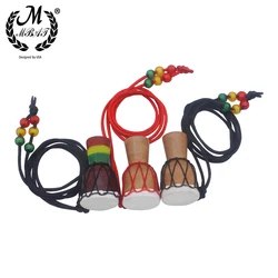 M MBAT African Drum Pendant Necklace Wooden Classic Mini Tambourine Children Necklace Toys Fashion Kids Necklace Jewelry Gift