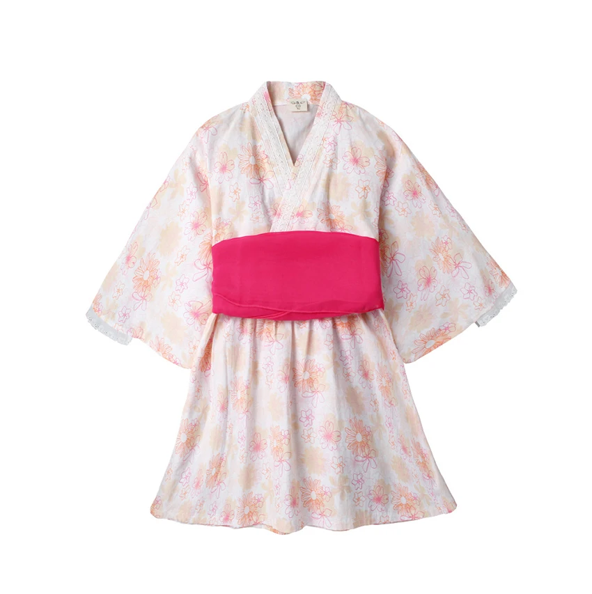 Baby Girl pagliaccetti stile giapponese Kawaii Girls stampa floreale Kimono Dress for Kids costume Infant Yukata Asian Clothes