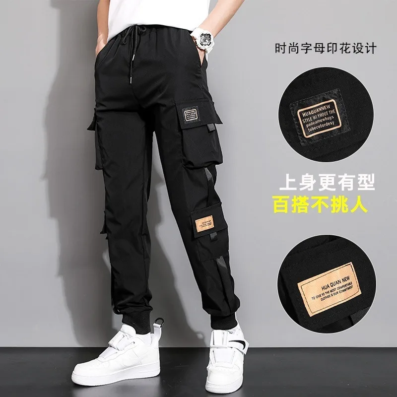 

Summer Mens Overalls Fashion Loose Multi-Pocket Ankle Banded Trousers Casual Cargo Pants Jogging pants men korean streetwear