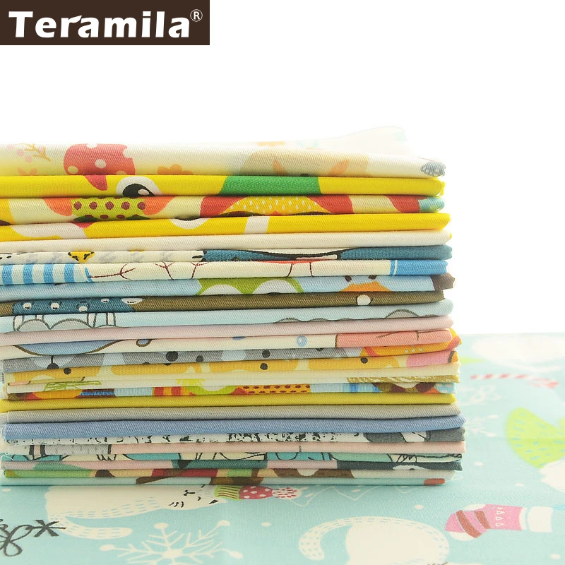 25x4 5 cm/sztuk Teramila 100% tkanina bawełniana wzór ze zwierzętami Telas Stoffen DIY Patchwork Algodon dzieci tkaniny Craft Tissus Fat Quarters