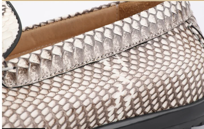 Real Genuine python skin leather with snake head men fashion shoe sneaker flat leisure shoe with cow lining beige colors