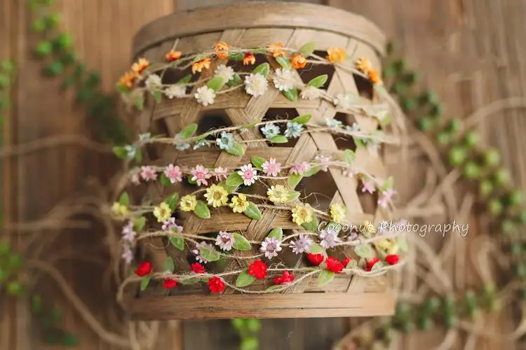 Coconut Newborn Photography Props Fresh Daisy real flower headdress headdress baby full moon 100 days one year old baby