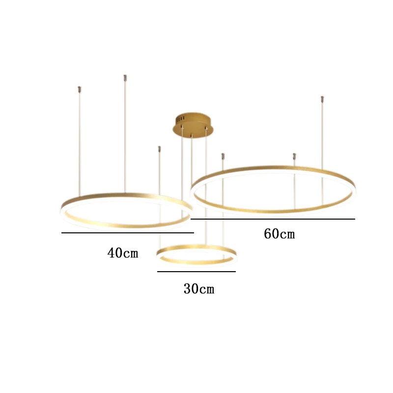 Modern Rond Ring Gold Pendant Lights For Living Room Dining Room Circle Rings Acrylic Aluminum Body LED Ceiling Lamp Fixtures