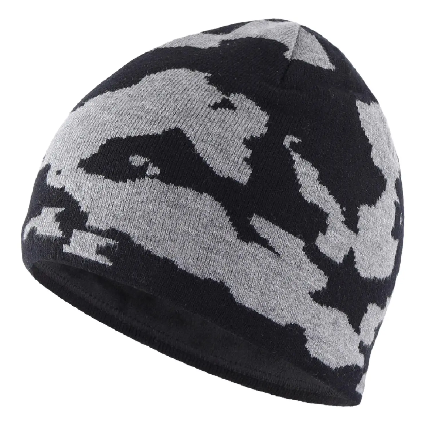 Connectyle New Fashion Camo Men's Winter Hat Acrylic Watch Hat Daily Beanie Cap Soft Fleece Lined Warm Knitted Hats