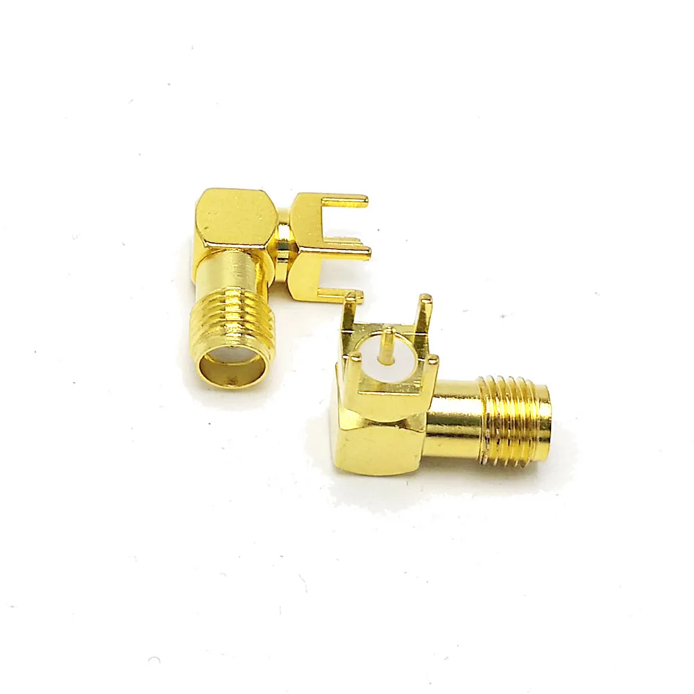 SMA PCB Mount Connector SMA Female Right Angle SMA Coaxial RF Connector gold plated 10Pcs/Lot