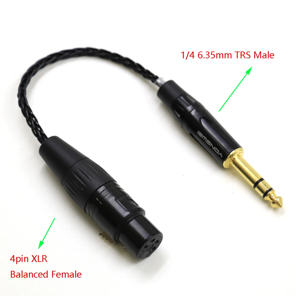 Haldane HIFI 7N Silver Plated 1/4 6.35mm TRS Male to 4pin XLR Balanced Female Audio Adapter Cable 6.5 to XLR Connector Cord DIY