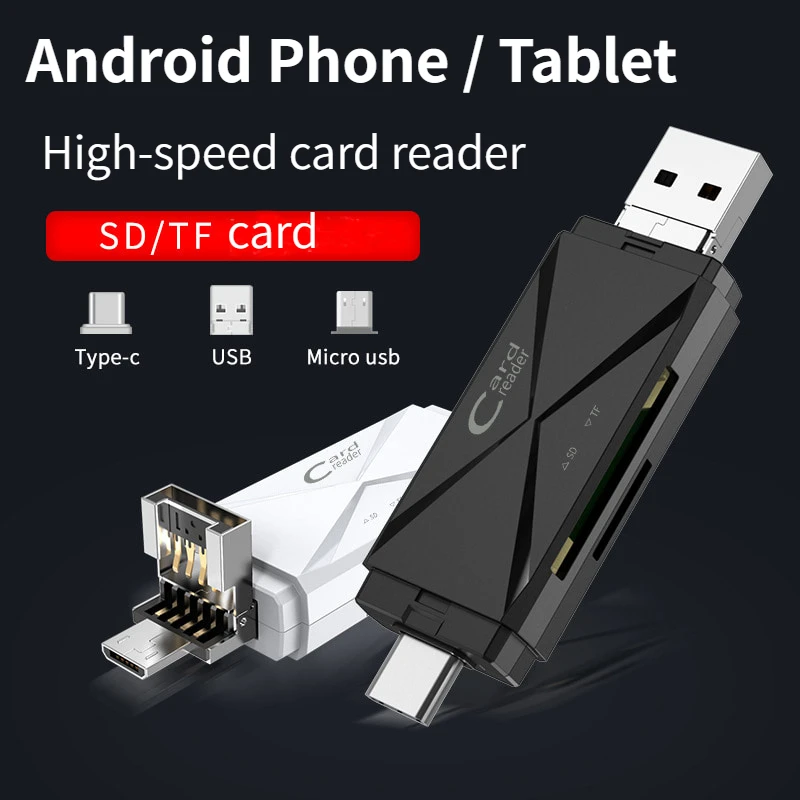 3 IN 1 USB Type C Card Reader SDHC SD TF MicroSD Card Reader Micro USB OTG Adapter for Android Phone Tablet PC