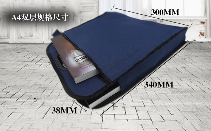 A4 B4 Waterproof Zipper Oxford Cloth Pocket Folder Bag Portable Notebook Organizer Handbag Document Bag Office Supplies