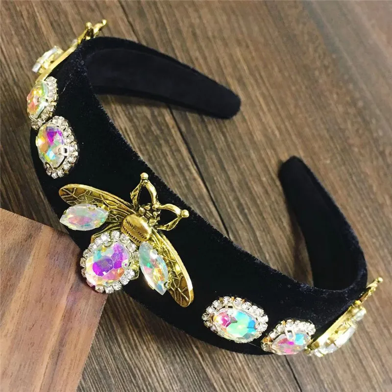 

Black Baroque Rhinestone Headband Bee Hairbands For Women Crystal Rhinestone Hairband Hair Accessories For Party Wholesale