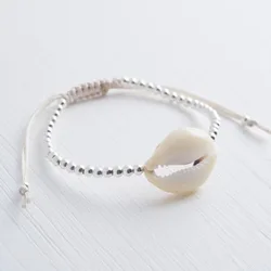 Cowrie Shell Silver Plated Adjustable Ocean Cowrie Bracelet Beach Days Jewelry