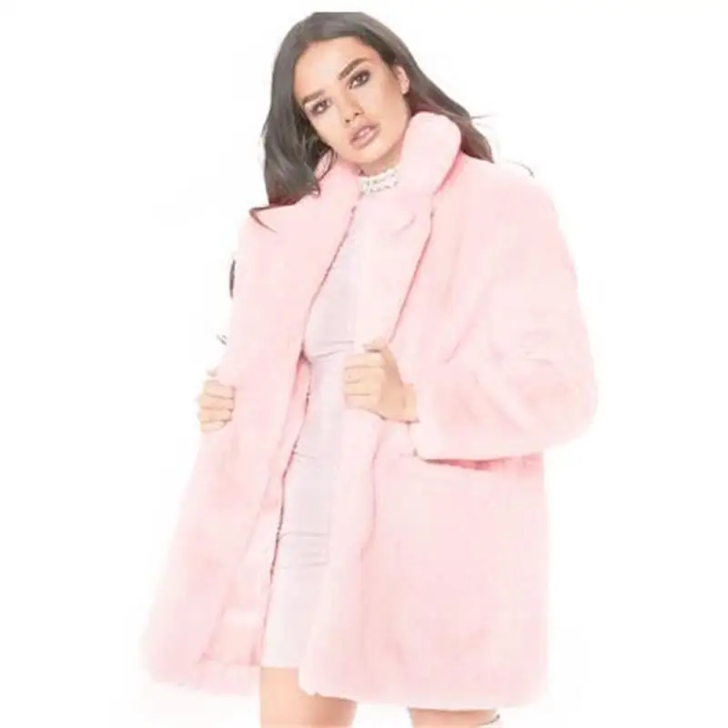 European American new fashion elegant women long loose wool soft rabbit hair faux fur coat 3XL,4XL white,pink,yellow,black,red