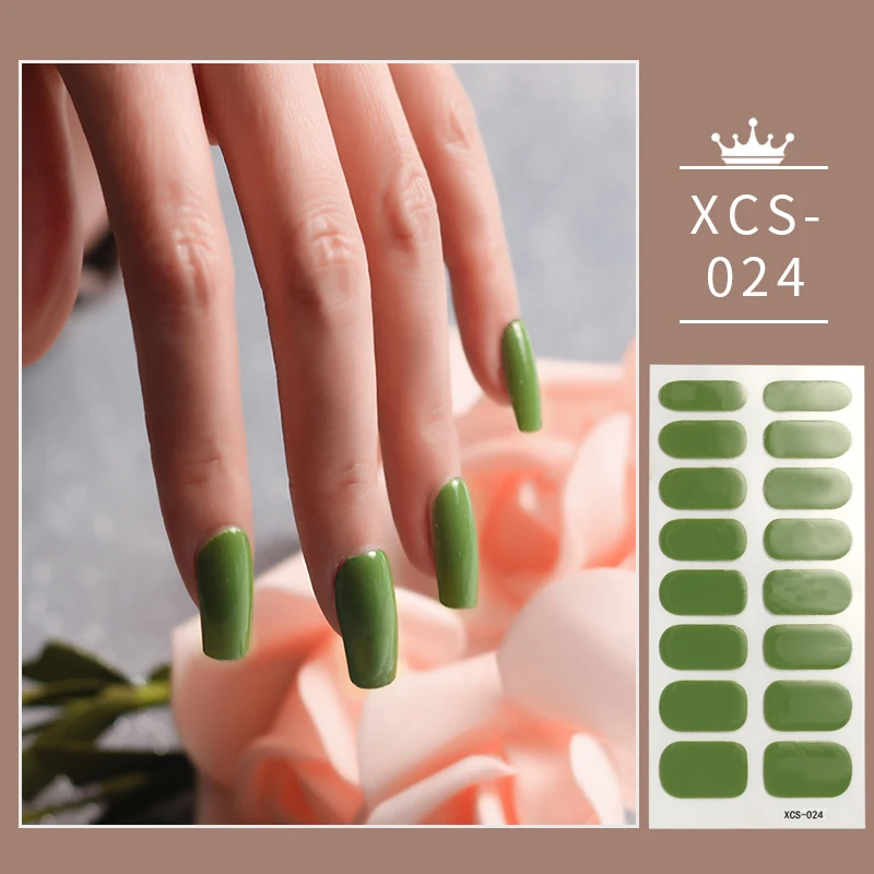 Green Colorful Nail Stickers Fashion Nail Stickers Pure Solid Color Decals Plain Stickers Designer Nail Decals Last Update Shiny