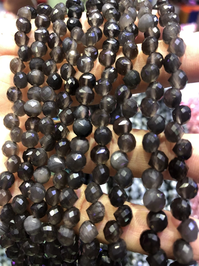 Wholesale 2string of 15.5" 100% Natural Rainbow Obsidian Bead 6mm Faceted Round Tear Drop Gem Stone Loose Beads for Jewelry