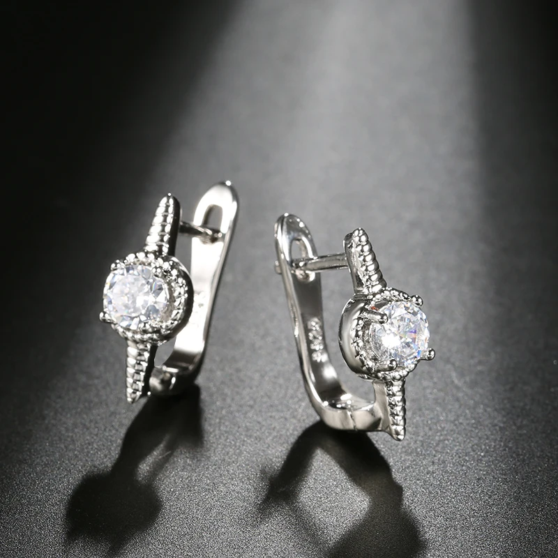 Kinel Simple Micro Wax Inlay Stud Earrings Women Fashion Wedding Jewelry Tibetan Silver Natural Zircon Earring For Girl Gift