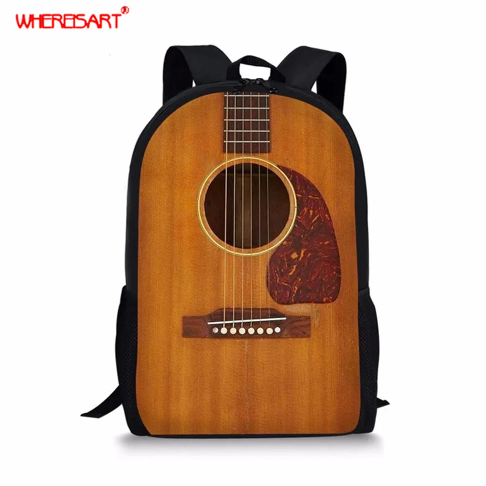 Children School Bags Musical Instrument Printing School Backpacks for Teenagers Girls Kids Guitar Design Book Bags