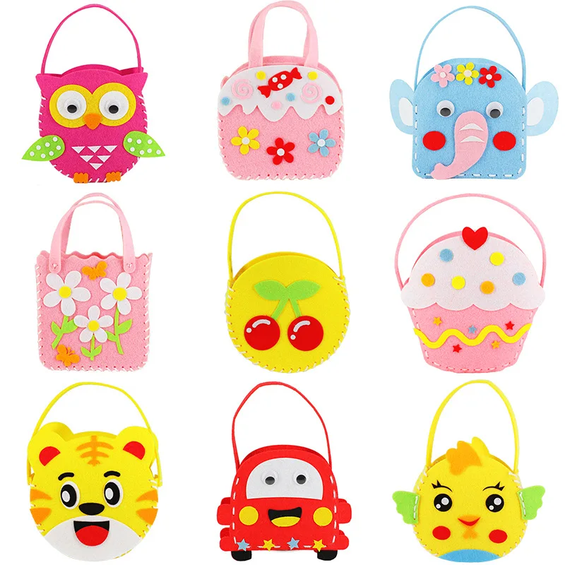 Non-Woven Fabric DIY Handbag Children Craft Toy Mini Bag Non-woven Cloth Colorful Handmade Bag Cartoon Animal Children Handbags