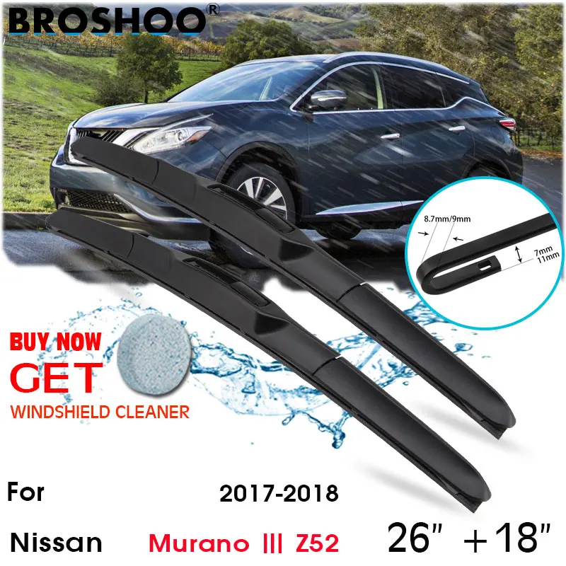 

Car Wiper Blade Front Window Windscreen Windshield Wiper Fit Blades Accessories For Nissan Murano III Z52 26"+18" 2017-2018