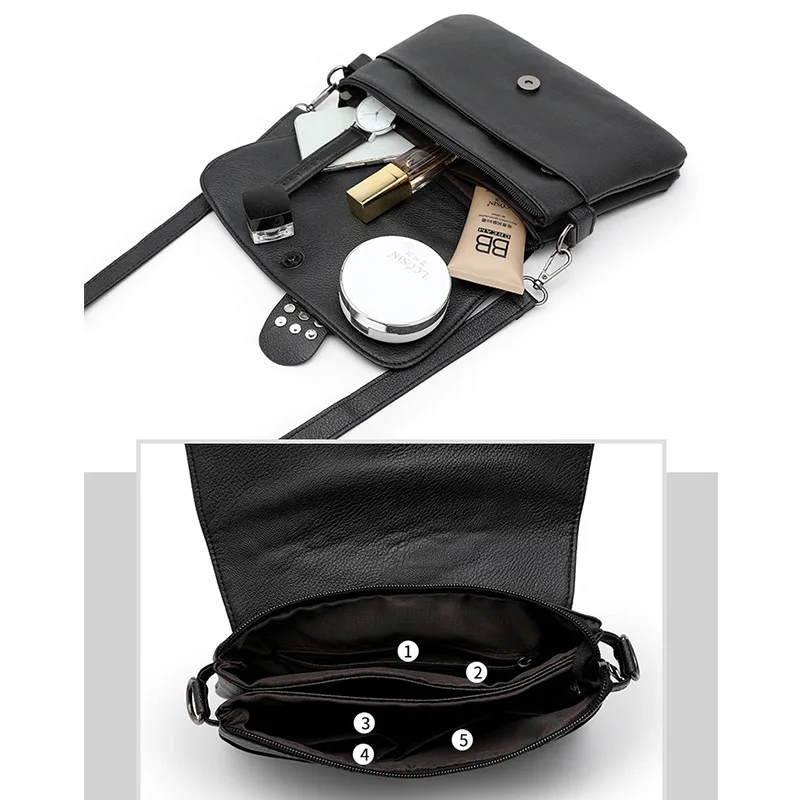 Female Vintage Rivet Messenger Bags for Women Shoulder Bag Fashion Black Skull Punk Clutch Purse Bag Ladies Crossbody Bags 2024