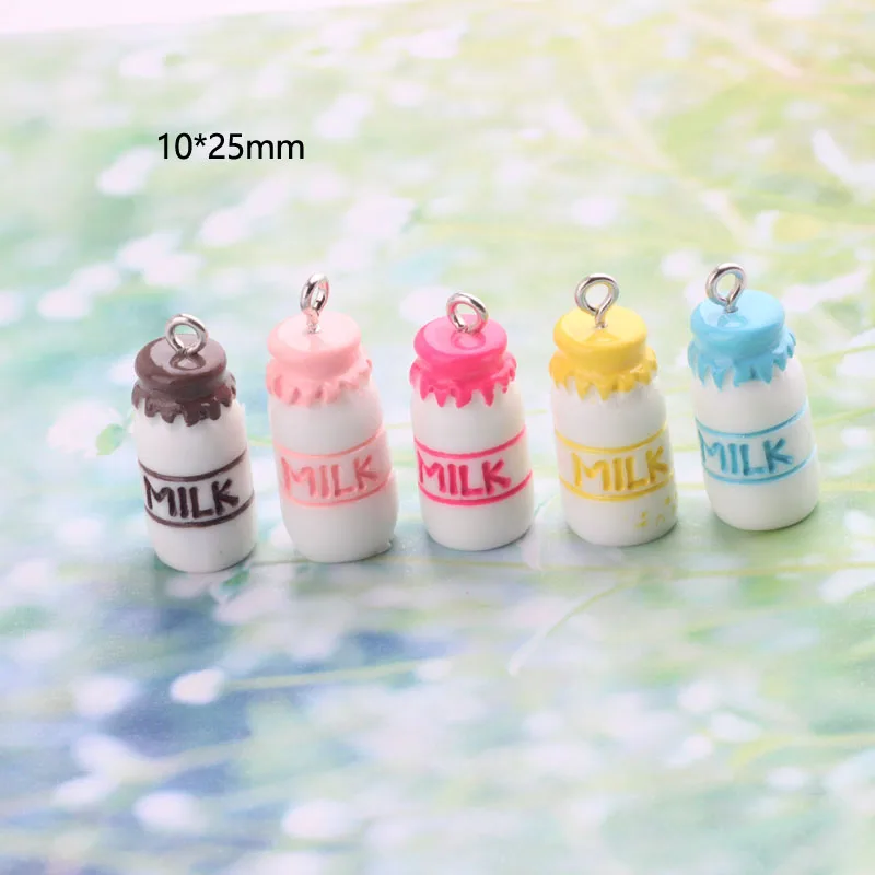 10pcs/lot 3D Milk Bottle Resin Charms Pendants Fit DIY Earring Finding Jewelry Accessories