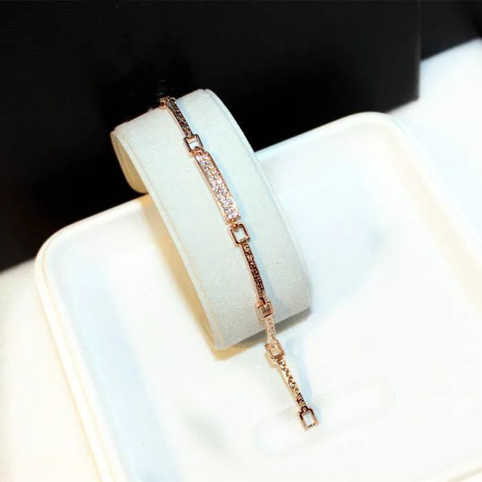 Simple Best Crystal Bracelet Bangles For Women Gift Rose Gold Color Rhinestone Cuff Bracelets New Fashion Jewelry