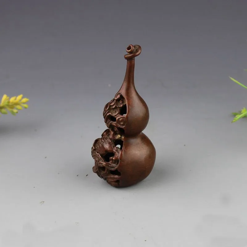 Tea table places exquisite handwork red copper copper gourd hollow-out gourd