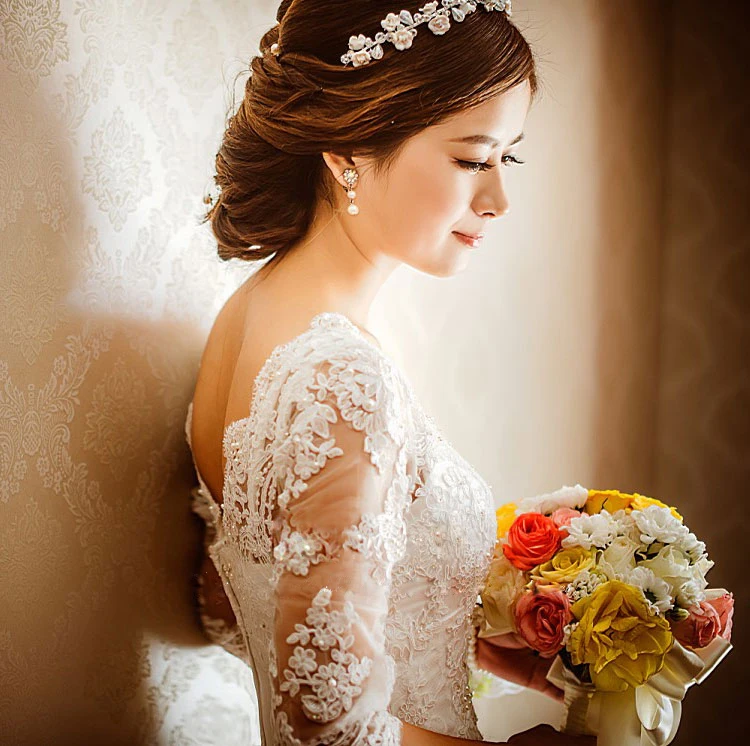 Ba Phần Tư Tay Casamento Chữ V Gợi Cảm Đầm Vestido De Noiva Áo Dài Cô Dâu Ren Appliques Nàng Tiên Cá 2018 Mẹ Của Cô Dâu Đầm