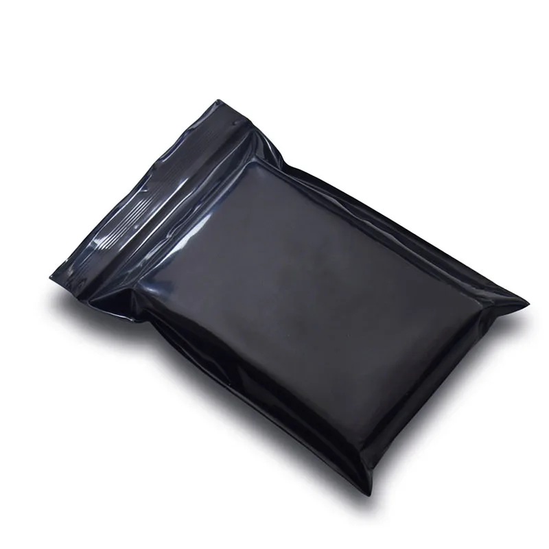 

100pcs Reclosable Self Seal Ziplock Black Plastic Bags Heat Sealable Flat Zipper PE Poly Packaging Sundries Travel Storage Bag