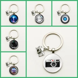 New Creative Glass Convex Round Jewelry Camera Lens Pendant Keyring Vintage Lens Women Men Keychain Photographer Gift Bag Charm