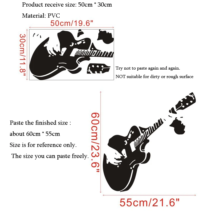 Music Guitar Wall Stickers Living Room Music Room Restaurant Showcase For Home Decoration Mural Art Decals Carved Stickers