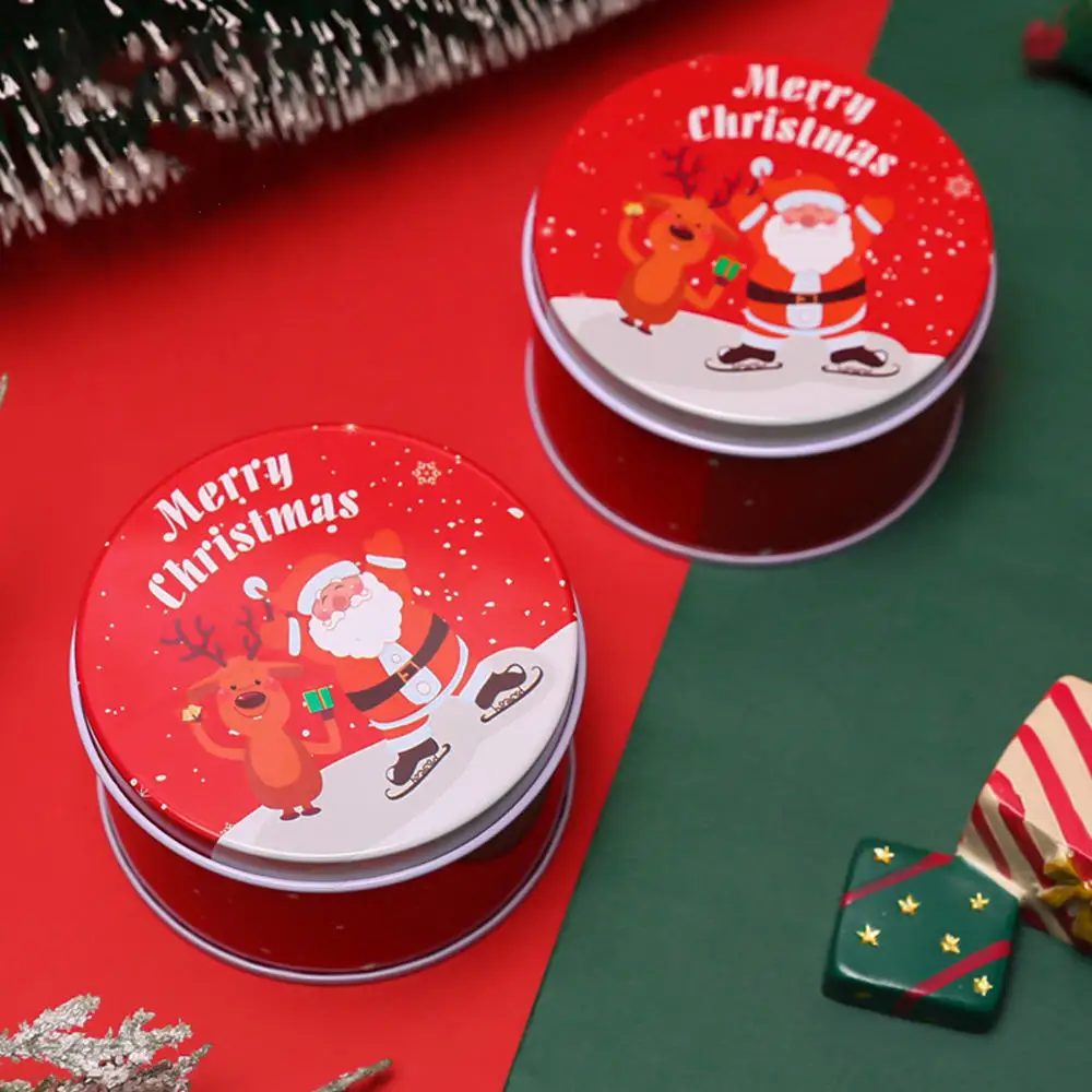 Christmas Tin Gift Box Metal Cookie Box Candy Storage Containers Tinplate Gift Boxes with Lids for Xmas Holiday Party Supplies