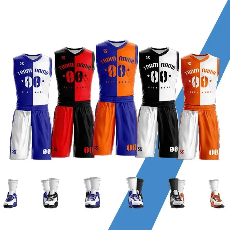 Cheap Custom Diy Basketball Jerseys Set Uniforms Kits Youth Men Basketball Shirts Shorts Suit Sports Clothes Mix Order