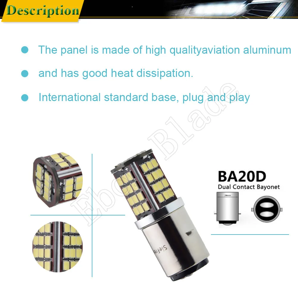 1Pcs BA20D H6 6V 12V Motorbike Motorcycle LED Headlight Bulb High Low Beam Moped ATV Scooter Moto Front Head Lamp Light 6000K