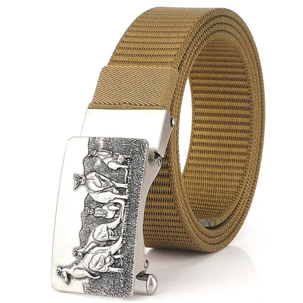 New Belt for Men Canvas Belts Men's Casual Dress BELT Designer Nylon belt Quality Good Gold Metal Automatic Alloy Belt Boys