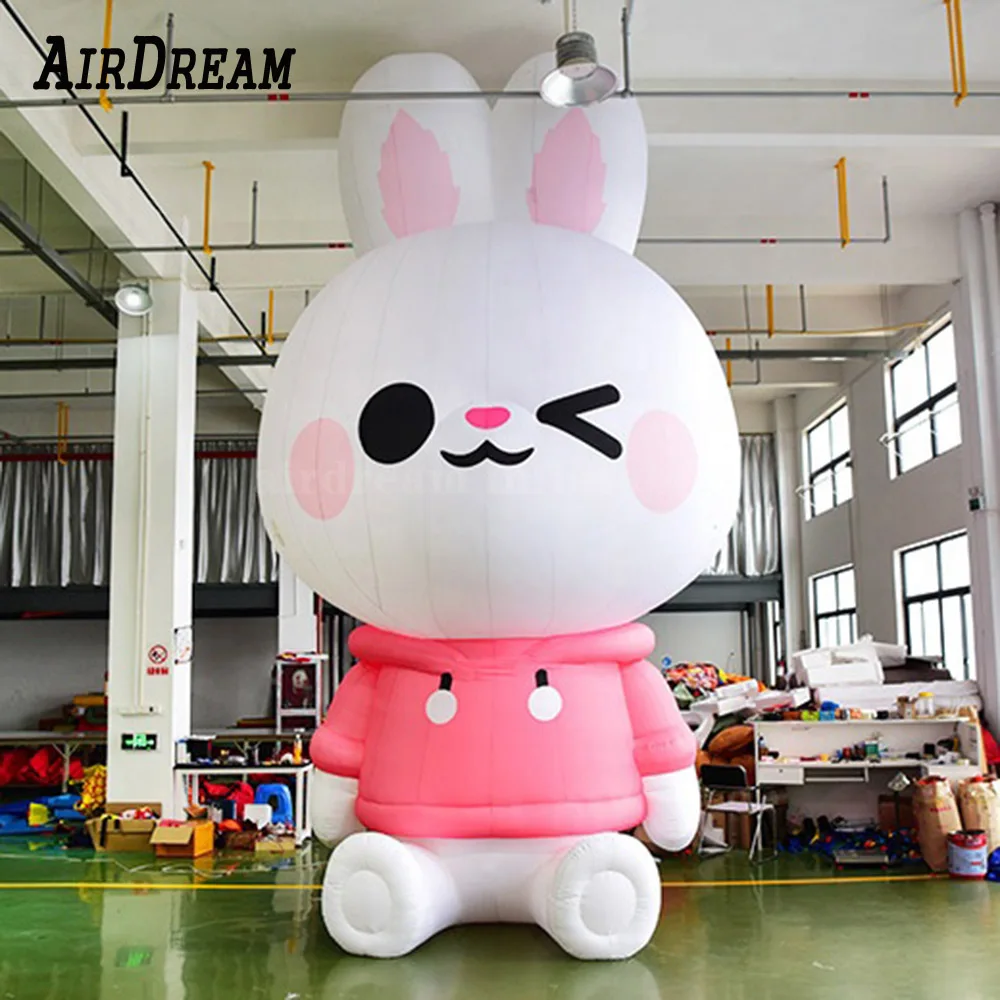 Hot promotion sale customized lifelike statue advertising inflatable mascot cartoon character animal colorful fox and rabbit