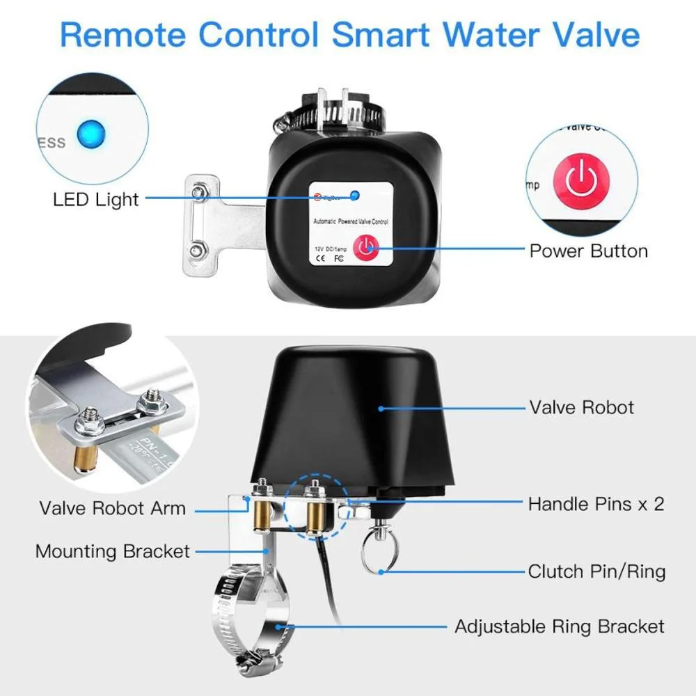 Tuya Smart Life Zigbee Faucet Water Gas Valve Switch Wireless Controller Pipe Robot Voice Control Support Alexa Google Home DIY