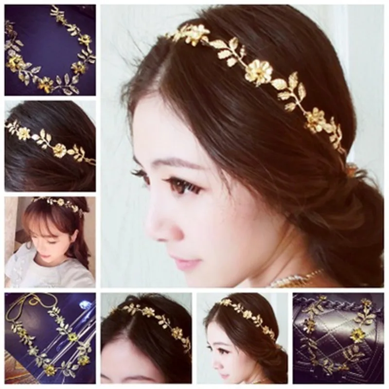 

Metal leaf flower drill hair band