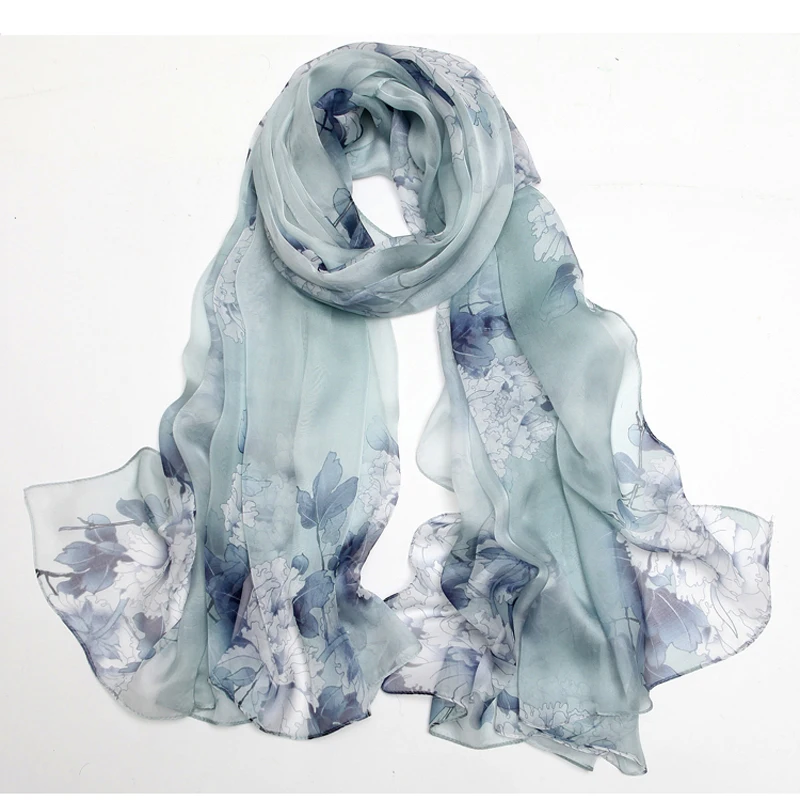 180*110cm 100% Silk Big Size Silk Scarves Fashion Floral Printed Shawl Sale Luxury Women Genuine Natural Silk Scarf Shawl