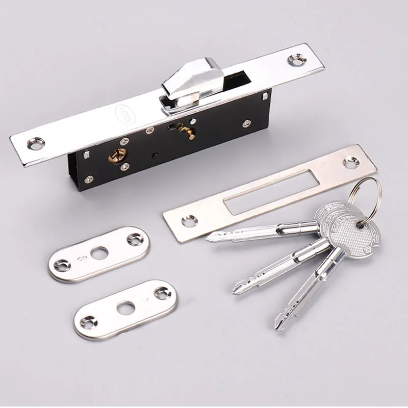 Aluminum alloy sliding door Hook lock Stealth Mortise lock For Wooden door Framed glass door Cross key strong durable