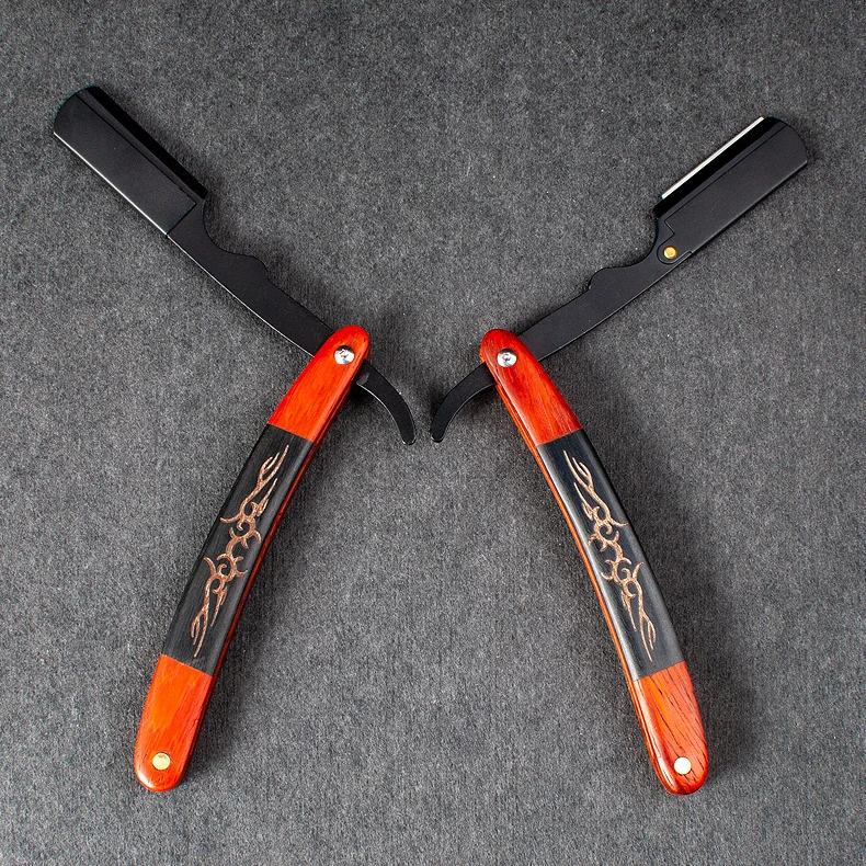 Profesjonalna krawędź prosta składana drewniana rączka fryzjer męski prosty krój maszynka do golenia gardła prezent