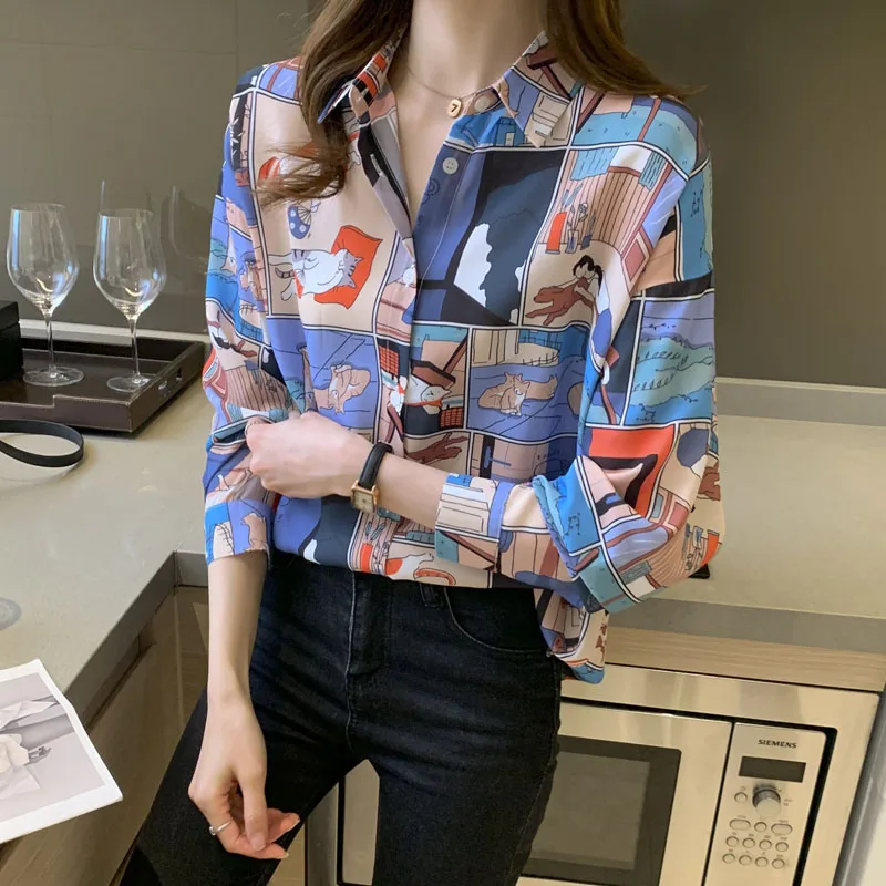 

causal loose ladies shirts Fashion printing Women's Blouses Shirts Tops Blusas Mujer