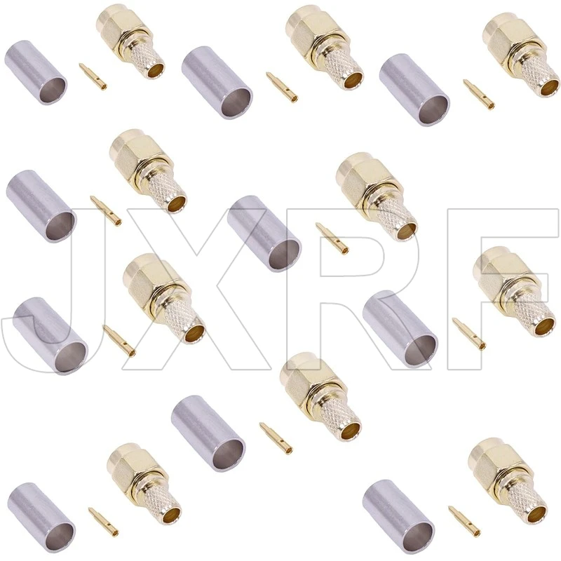 10PCS 5PCS 2PCS JXRF Connector SMA Male Plug Crimp connector for RG58 RG142 RG400 LMR200 LMR195 coax cable